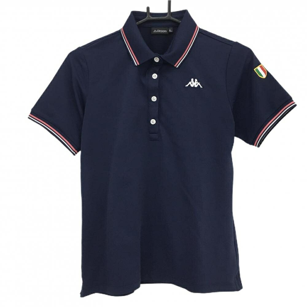 Kappa - 【美品】カッパ 半袖ポロシャツ ネイビー 襟・袖ライン レディース L ゴルフウェア Kappa