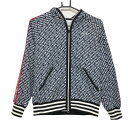 【美品】マスターバニー ジップパーカー ダークネイビー×白 ロゴ総柄 ジャケット レディース 0(S) ゴルフウェア MASTER BUNNY EDITION