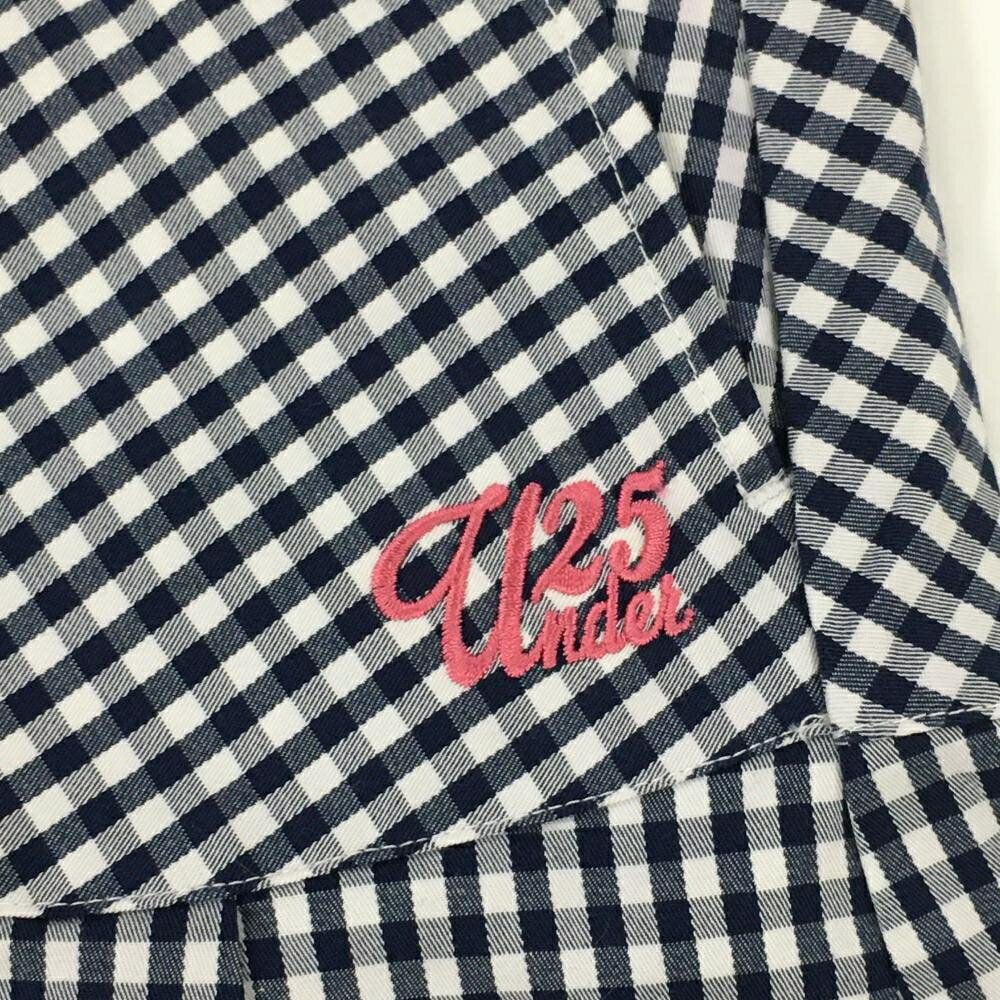 【美品】サマンサタバサUNDER25 スカート ネイビー×白 チェック柄 ロゴピンク レディース M ゴルフウェア Samantha Thavasa