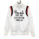 ルコックゴルフ 2WAYブルゾン 白×黒×レッド 裏メッシュ ハーフジップ 袖着脱可 レディース L ゴルフウェア le coq sportif