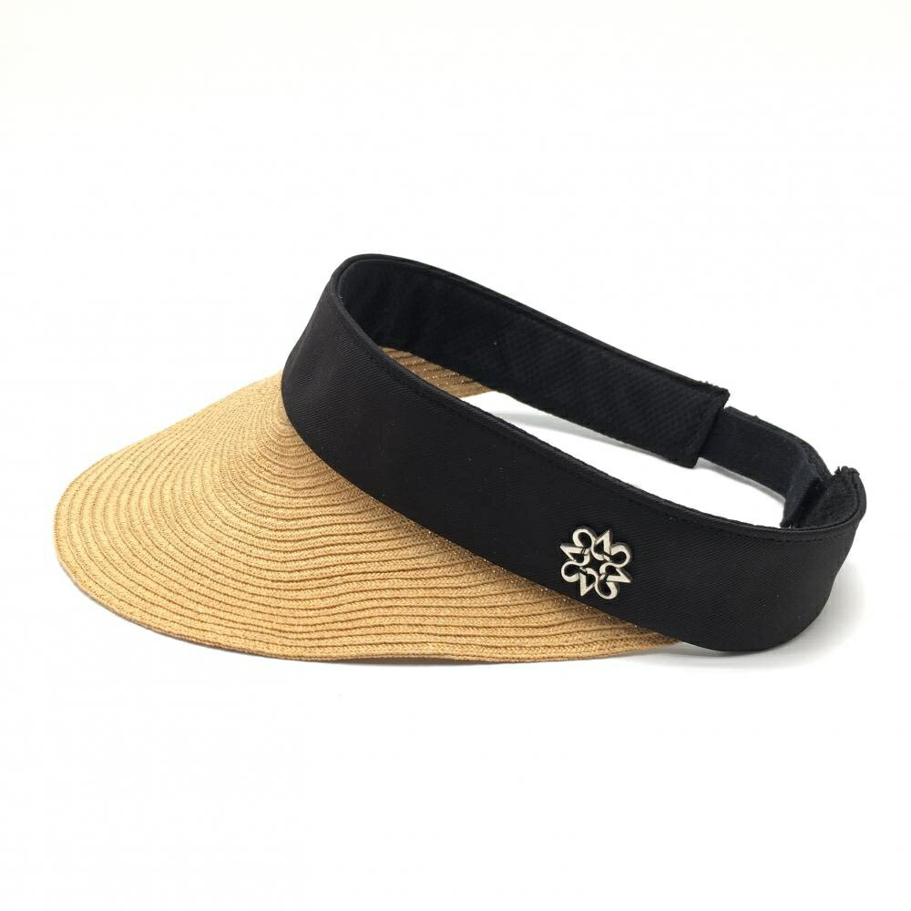 セントアンドリュース サンバイザー ベージュ×黒 立体ロゴ 麦わら S/M ゴルフウェア St ANDREWS