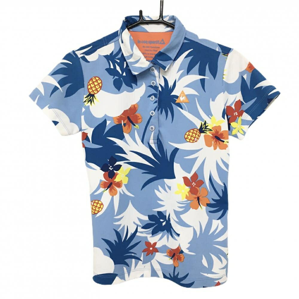 Le Coq - 【超美品】ルコック 半袖ポロシャツ ライトブルー×白×ネイビー レディース L ゴルフウェア le coq sportif