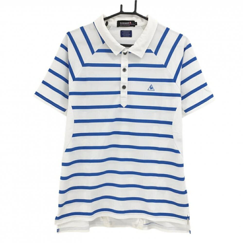 ルコックゴルフ半袖ポロシャツ白×ブ...