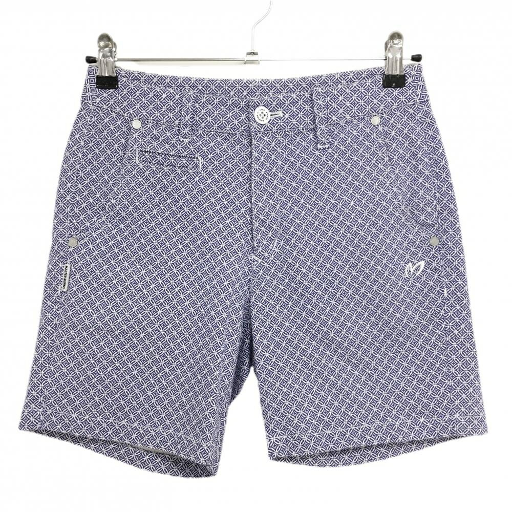 【当店ポイント10倍！楽天スーパーセール期間限定】【美品】マスターバニー ショートパンツ パープル×白 総柄 コットン混 レディース 0(S) ゴルフウェア MASTER BUNNY EDITION