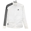 アディダス ナイロンジャケット 白×黒 袖3ライン 胸元ロゴ レディース S ゴルフウェア adidas