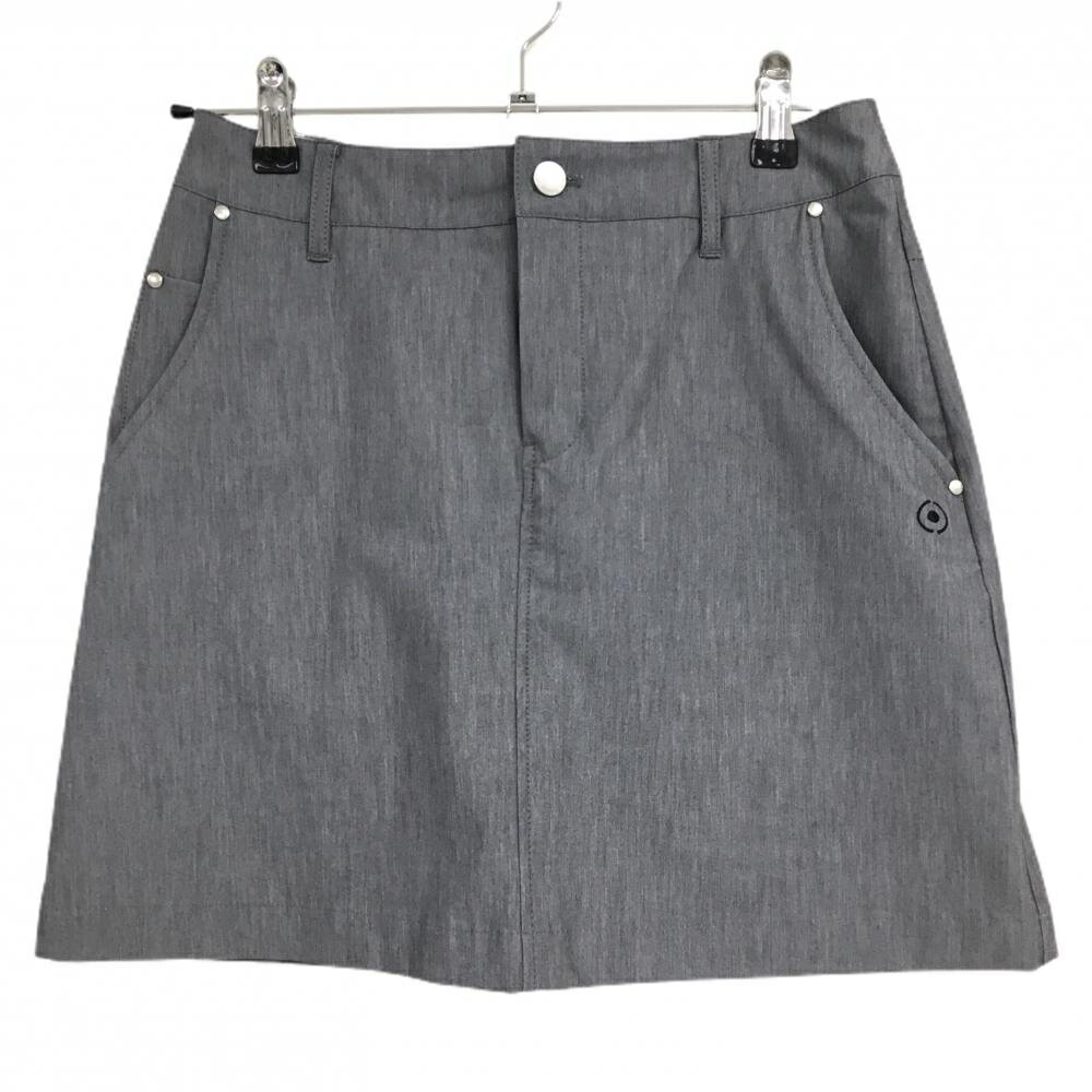 【当店ポイント5倍！スーパーセル期間中限定】【超美品】ピン スカート グレー ストレッチ ロゴネイビー レディース S ゴルフウェア 2023年モデル PING