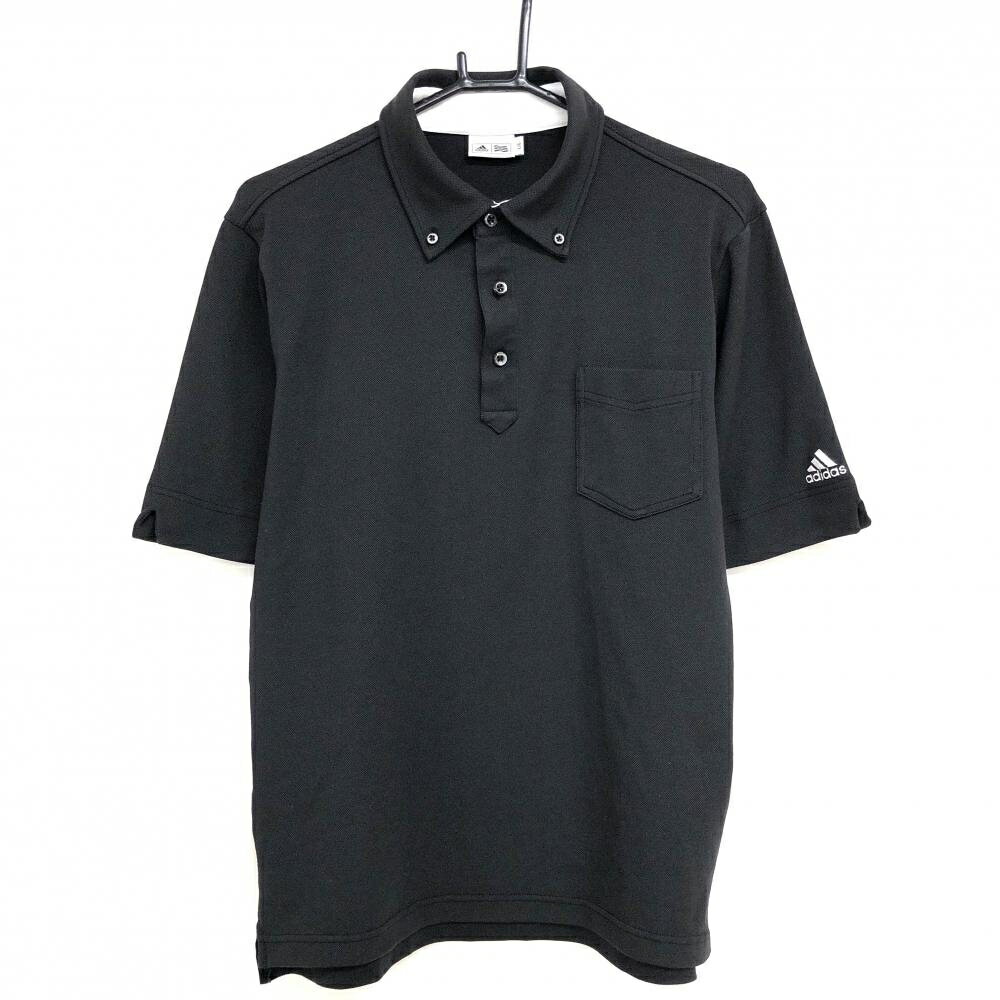 アディダス半袖ポロシャツ黒胸ポケッ...