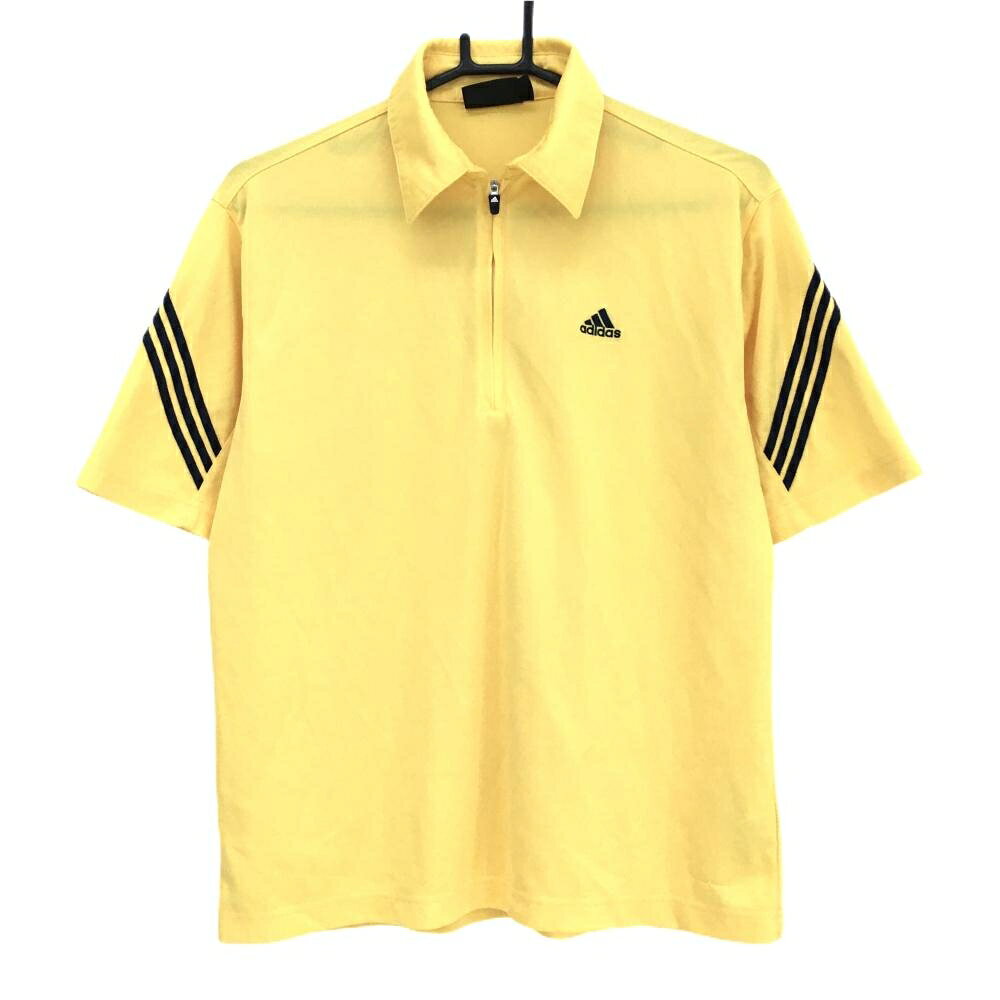 Other - アディダス 半袖ポロシャツ イエロー 袖3ライン ハーフジップ メンズ M/M ゴルフウェア adidas