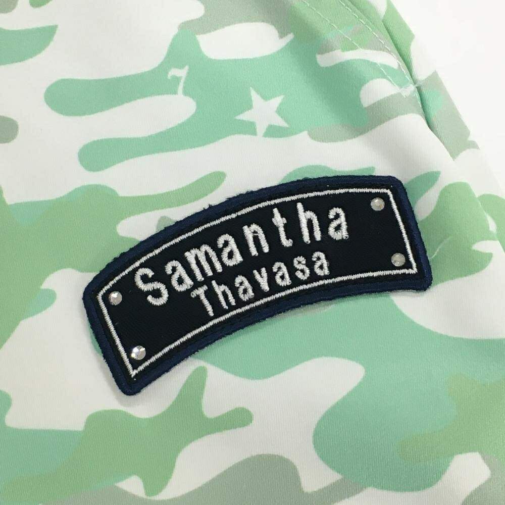 【美品】サマンサタバサNo.7 スカート ライトグリーン×白 カモフラ 迷彩 レディース 38(M) ゴルフウェア Samantha Thavasa