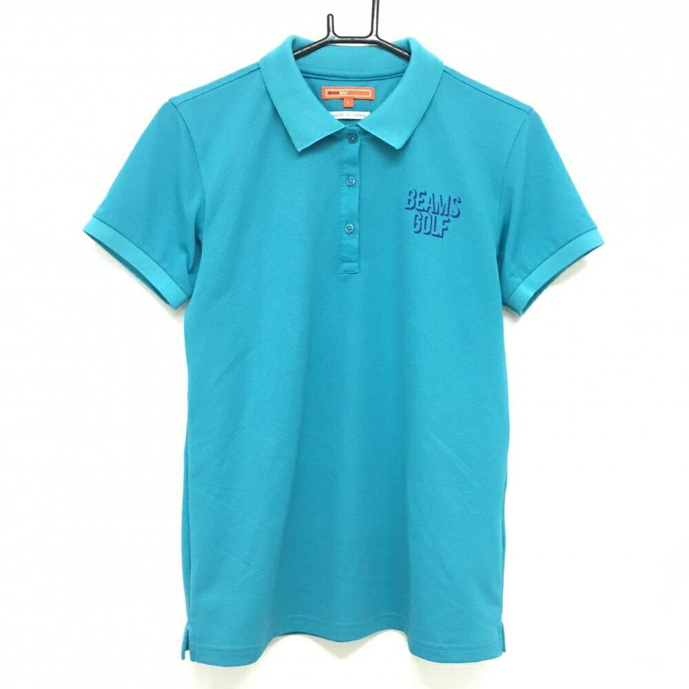 【超美品】ビームスゴルフ 半袖ポロシャツ ブルーグリーン 襟裏ロゴ レディース L ゴルフウェア 2023年モデル BEAMS GOLF