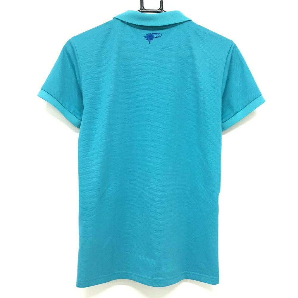 【超美品】ビームスゴルフ 半袖ポロシャツ ブルーグリーン 襟裏ロゴ レディース L ゴルフウェア 2023年モデル BEAMS GOLF