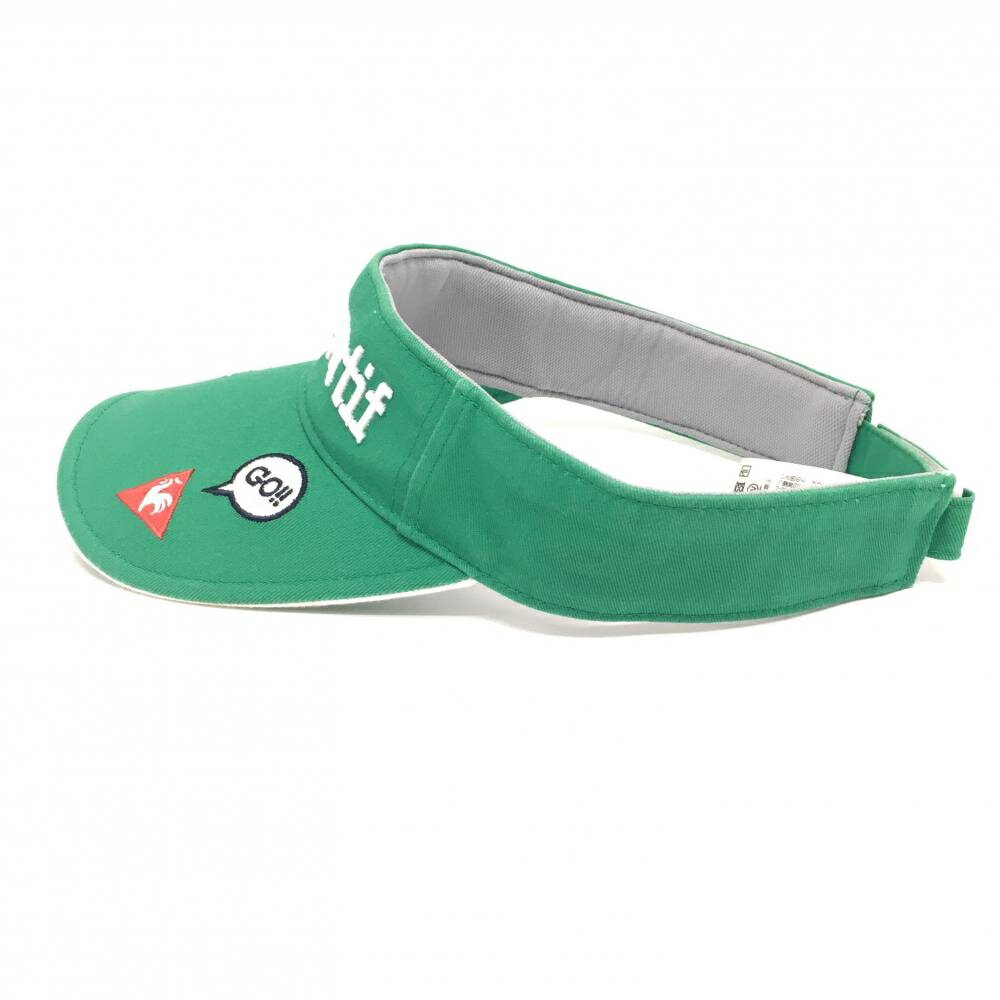 ルコック サンバイザー グリーン×白 フロント・つば刺しゅう F(55-57cm) ゴルフウェア le coq sportif