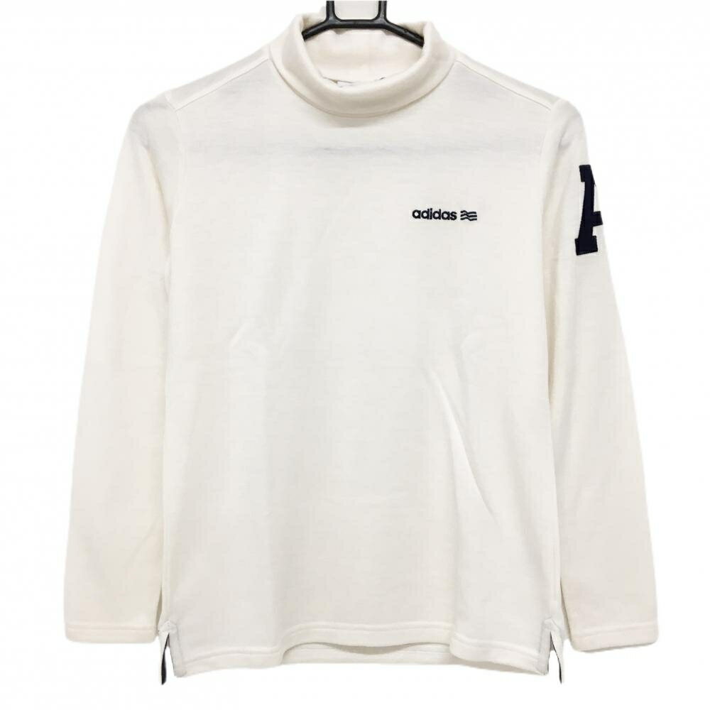 Adabat - 【超美品】アダバット 長袖ハイネックシャツ アイボリー×ネイビー ロゴ刺しゅう 袖ワッペン レディース S/P ゴルフウェア adabat