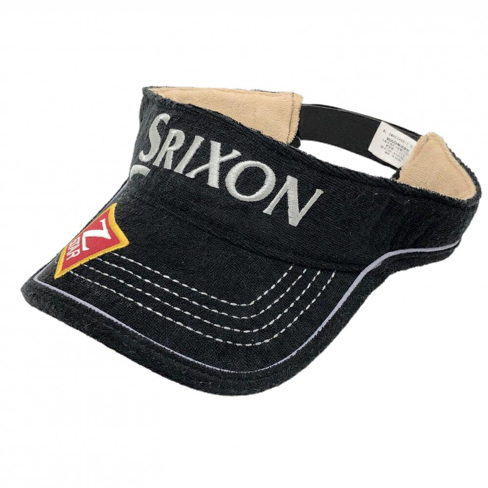 スリクソン サンバイザー 黒×グレー パイル地 ロゴ刺しゅう フリー(54cm-58cm) ゴルフウェア SRIXON