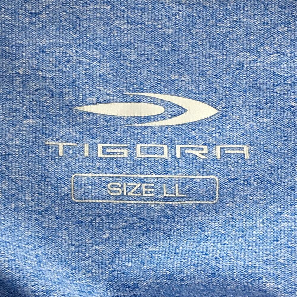 【超美品】ティゴラ ハイネックインナーシャツ 杢ブルー ネックロゴ メンズ LL ゴ...