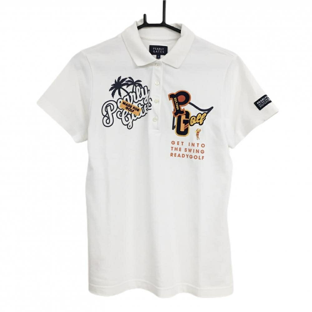 パーリーゲイツ半袖ポロシャツ白×ネ...