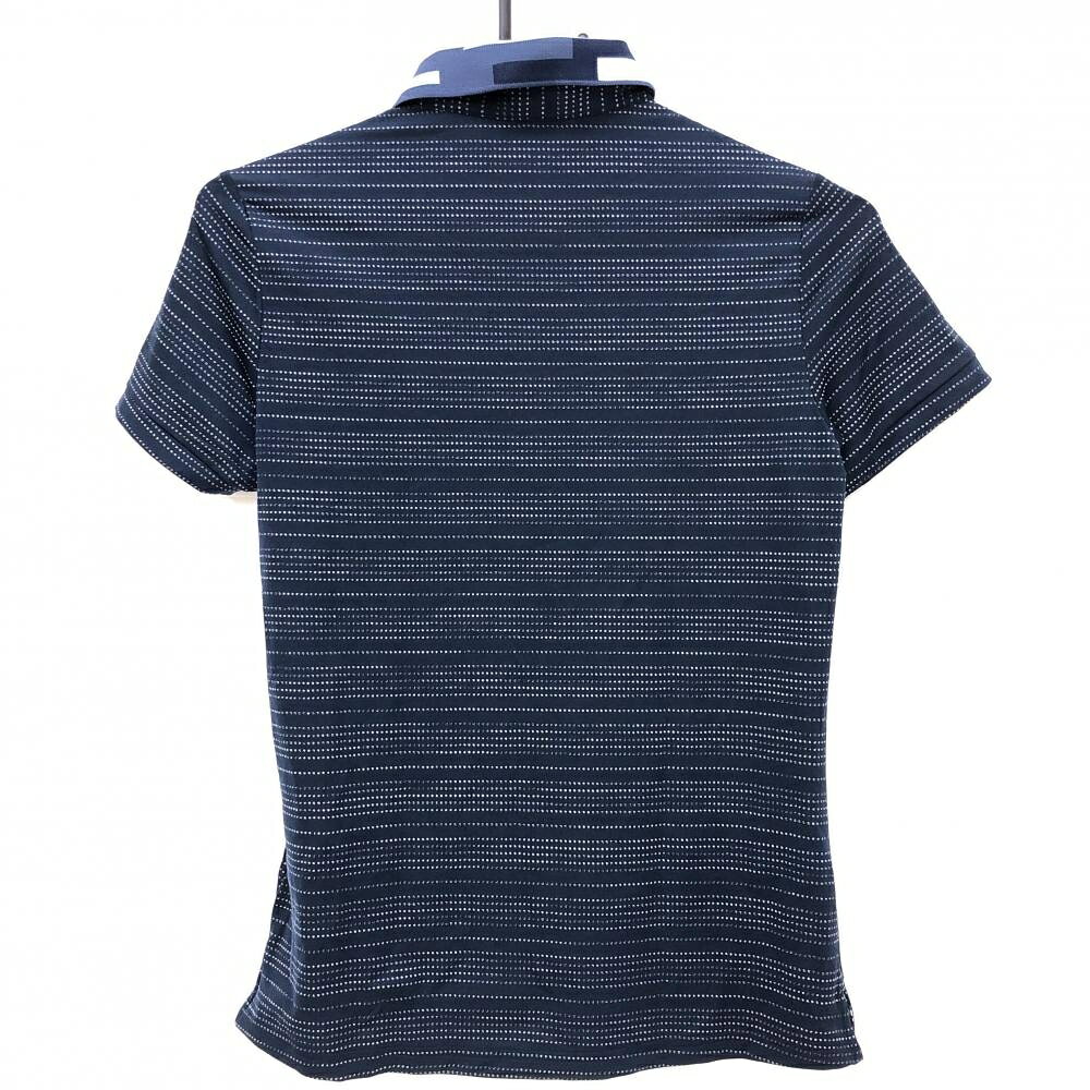 【美品】アディダス 半袖ポロシャツ ネイビー×白 ボーダー調 襟柄 ADICROSS レディース M ゴルフウェア adidas