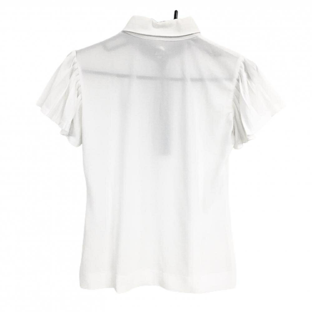 【美品】フィラゴルフ 半袖ポロシャツ 白 袖プリーツ ワッペン レディース M ゴルフウェア FILA GOLF