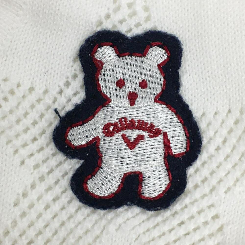 キャロウェイ ニットベスト 白 星透かし編み クマワッペン レディース M ゴルフウェア Callaway