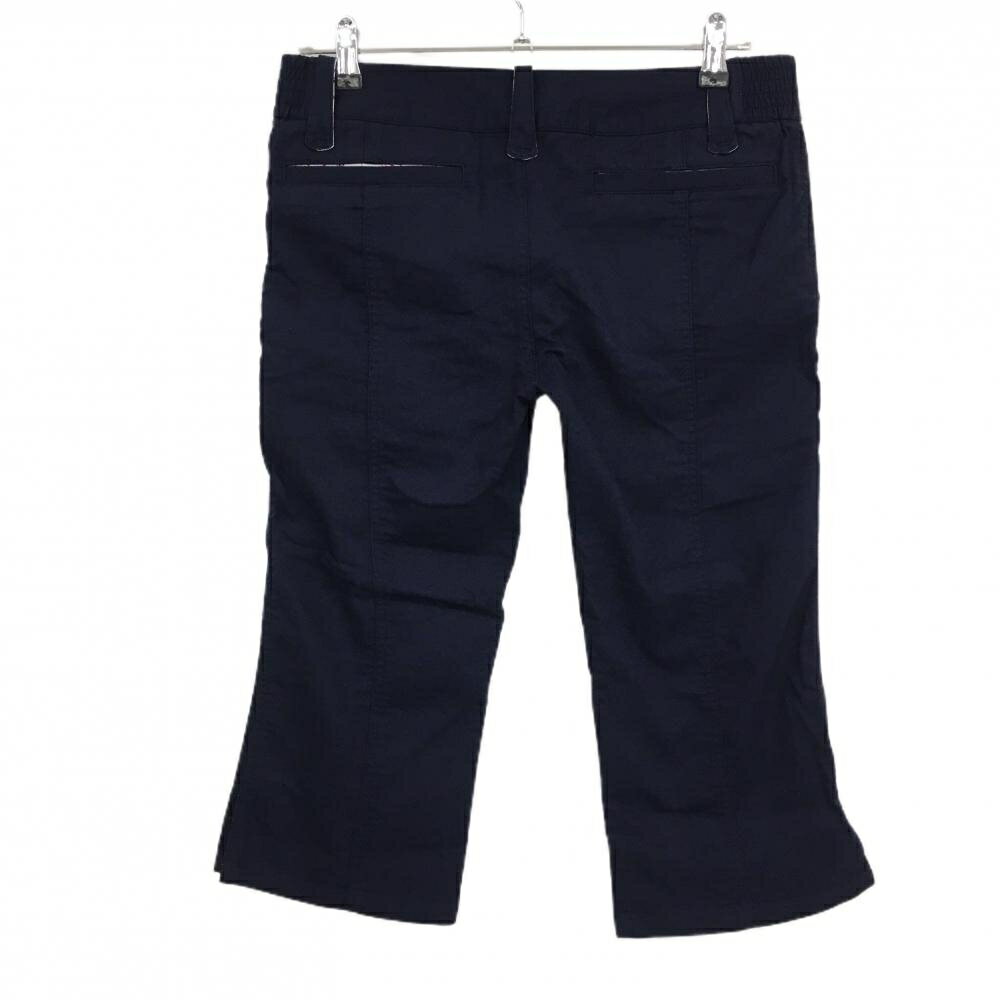 【美品】アンダーアーマー 七分丈パンツ ネイビー ロゴピンク ウエストサイドゴム レディース LG ゴルフウェア UNDER ARMOUR