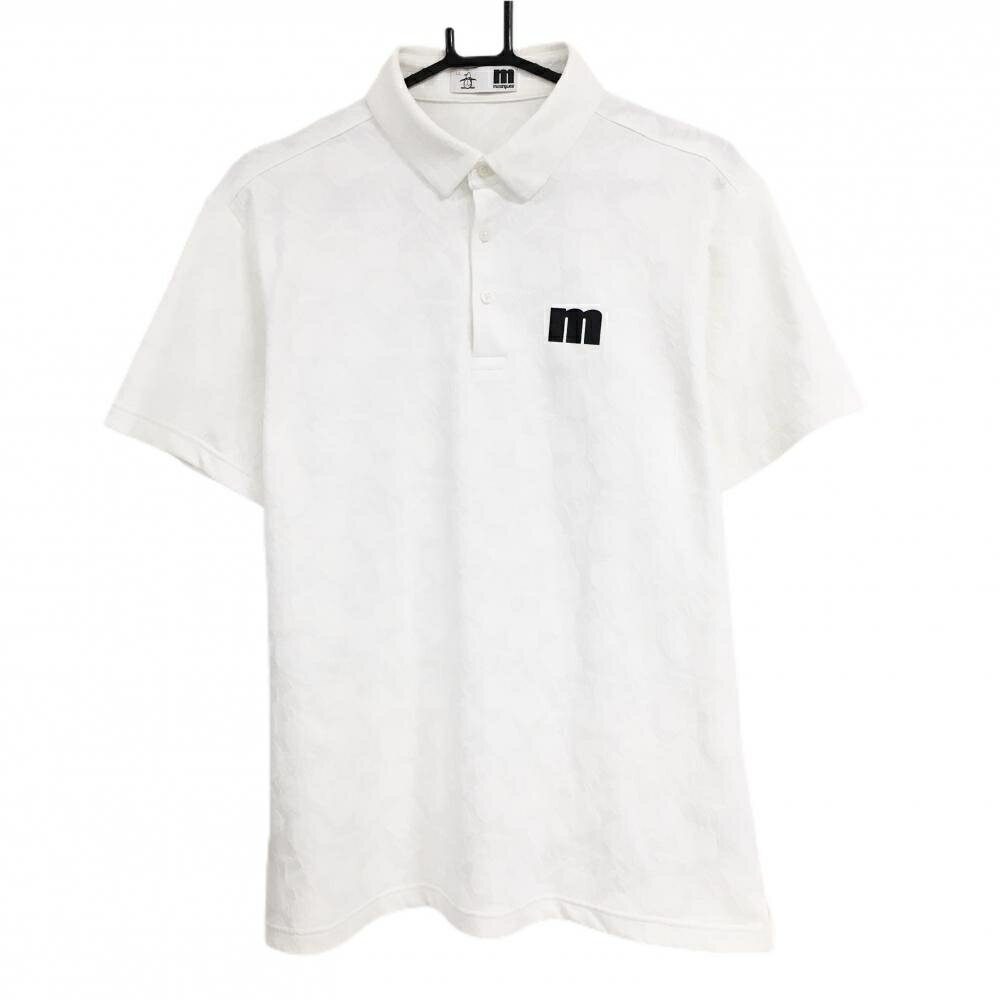 マンシングウェア 半袖ポロシャツ 白 総柄地模様 ロゴプリント メンズ LL ゴルフウェア 2023年モデル Munsingwear