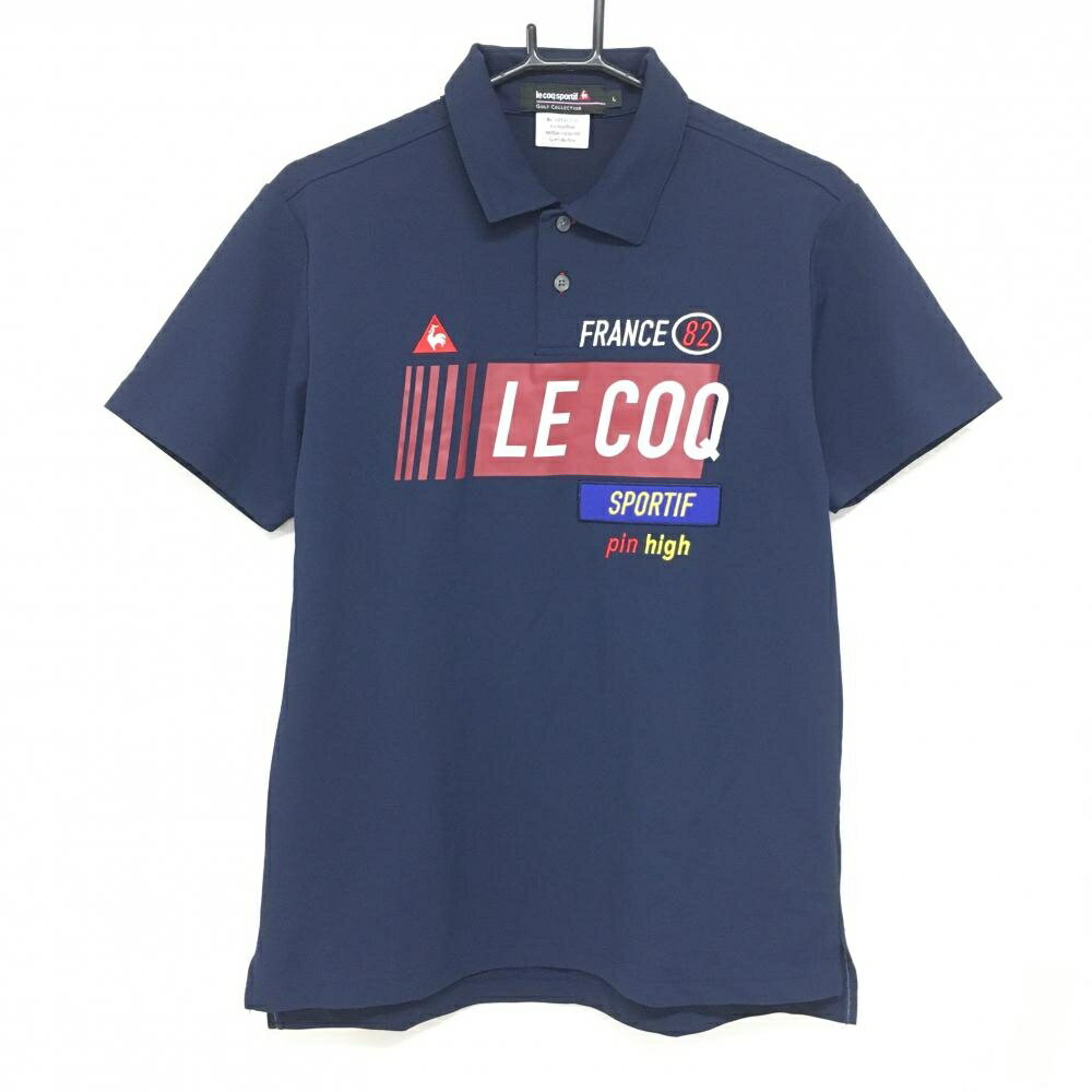 Other - 【超美品】ルコックゴルフ 半袖ポロシャツ ネイビー×レッド ビッグプリント メンズ L ゴルフウェア le coq sportif