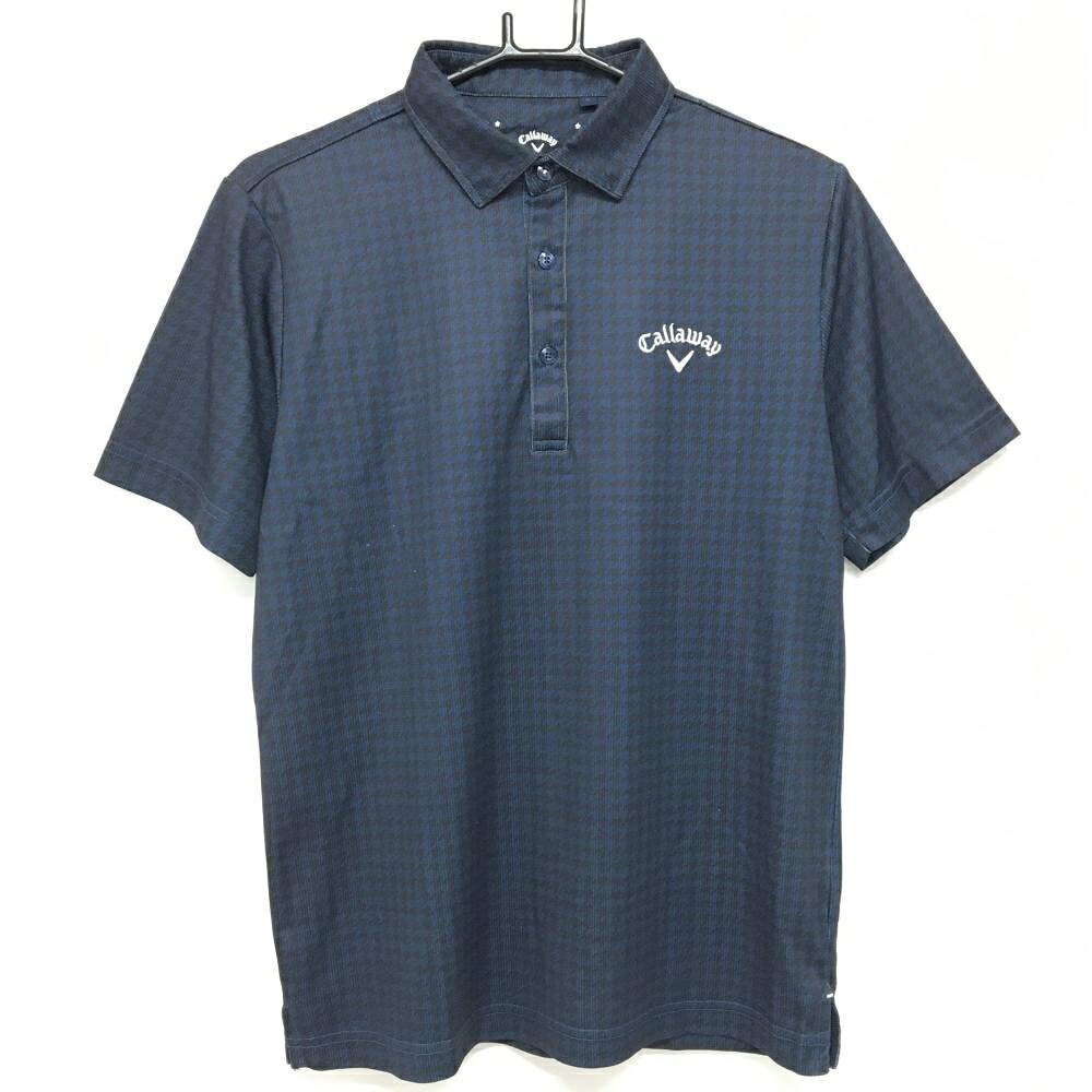 Shirts - キャロウェイ 半袖ポロシャツ ネイビー×黒 千鳥格子 メンズ M ゴルフウェア Callaway