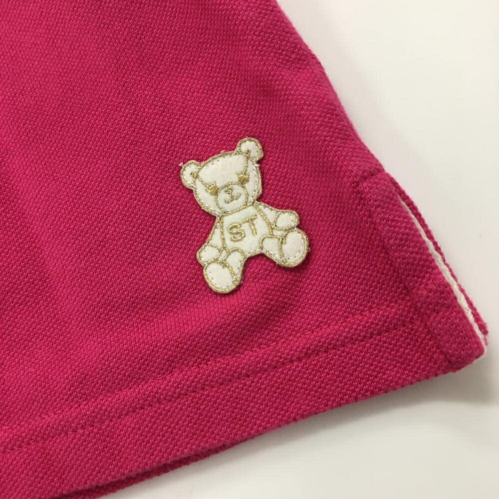 【美品】サマンサタバサUNDER25 半袖ポロシャツ ピンク×白 襟裏ロゴ レディース S ゴルフウェア Samantha Thavasa