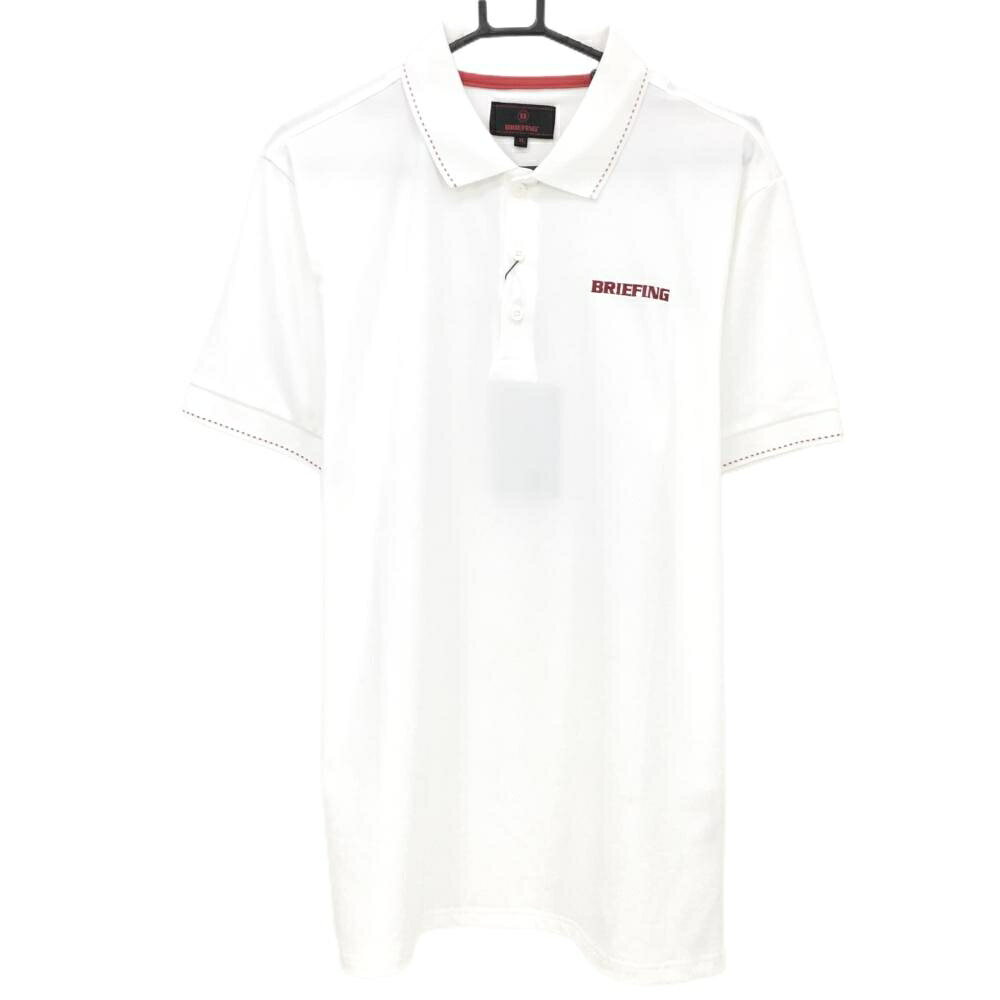 【新品】ブリーフィング 半袖ポロシャツ 白×レッド 背面ロゴ メンズ XL ゴルフウェア 2023年モデル BRIEFING