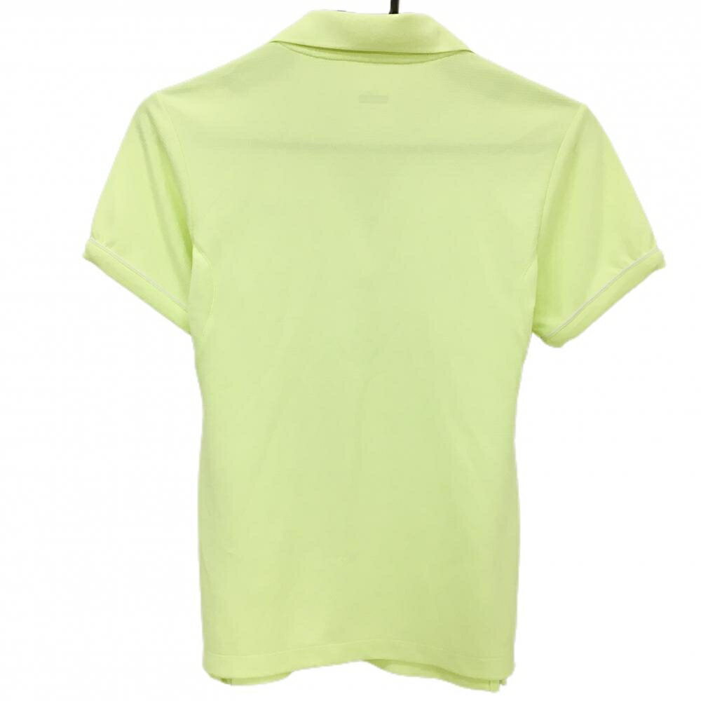 【美品】ナイキ 半袖スキッパーシャツ 蛍光イエロー FITDRY 襟一部透かし編み レディース M ゴルフウェア NIKE