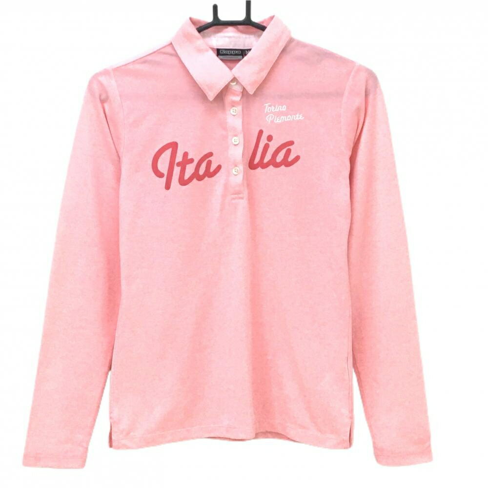 カッパ長袖ポロシャツ杢ピンクフロン...