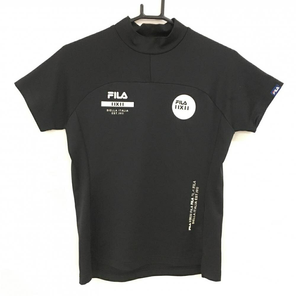 FILA Golf - 【超美品】フィラゴルフ 半袖ハイネックシャツ 黒 胸元ラメプリント レディース M ゴルフウェア FILA GOLF