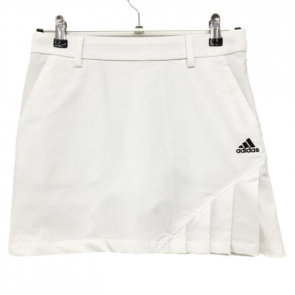 【美品】アディダス スカート 白×黒 内側インナーパンツ サイド一部プリーツ レディース S ゴルフウェ..