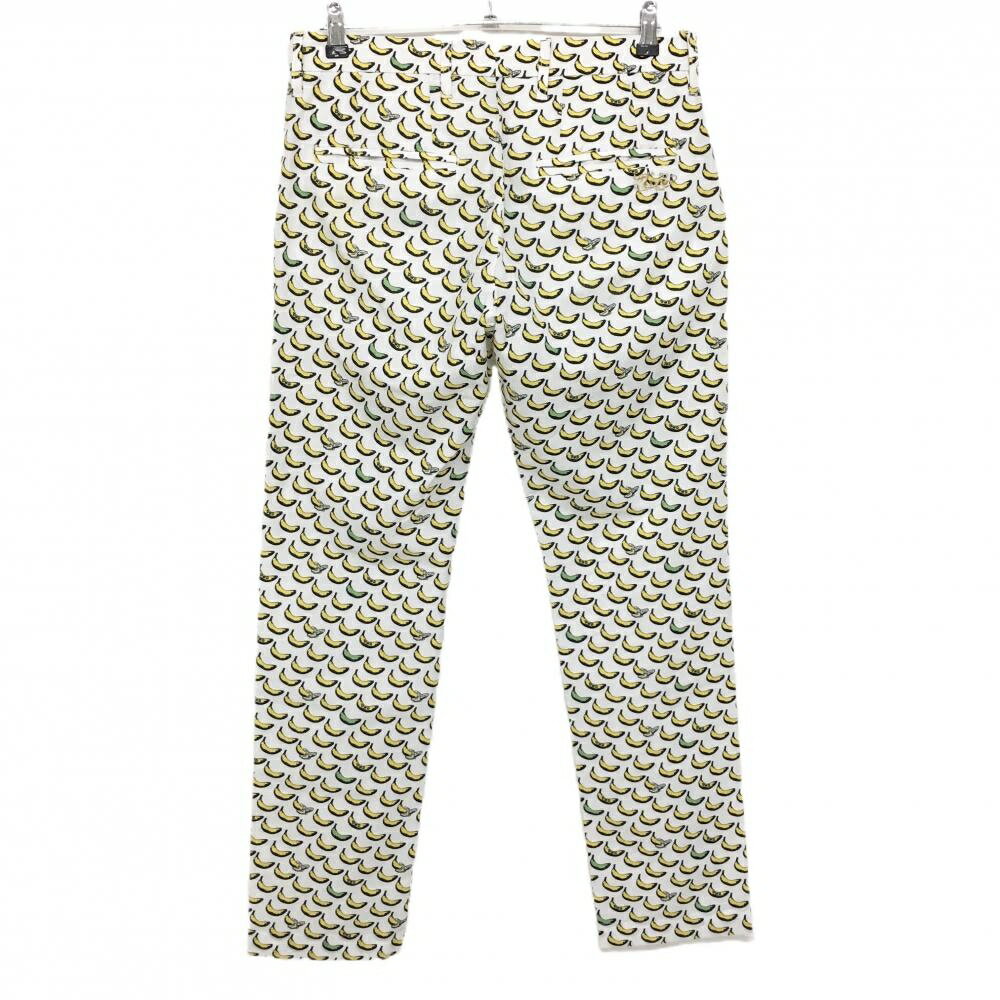 ダンスウィズドラゴン パンツ 白×イエロー バナナ総柄 メッシュ調 メンズ 2(M) ゴルフウェア Dance With Dragon