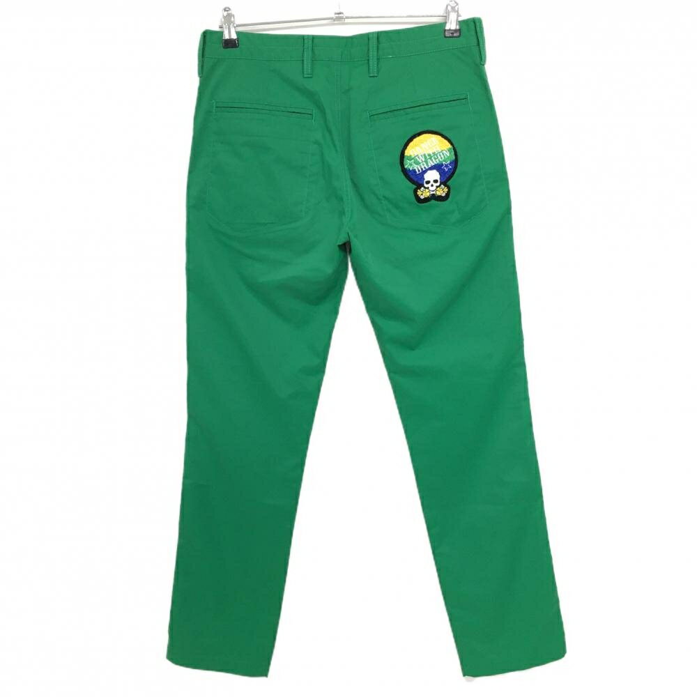 【美品】ダンスウィズドラゴン パンツ グリーン アフロスカルワッペン ロゴ刺しゅう メンズ 2(M) ゴルフウェア Dance With Dragon