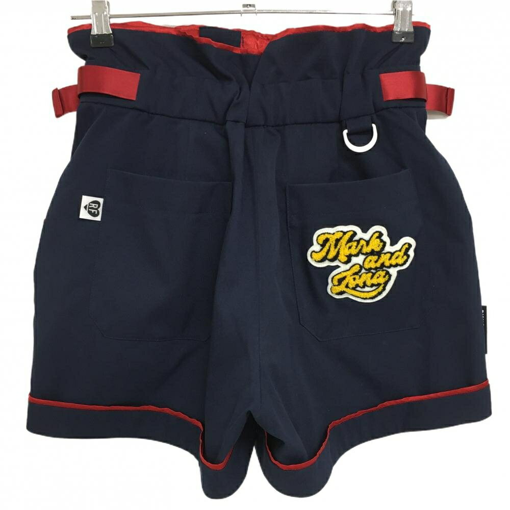 【新品】マークアンドロナ ショートパンツ ネイビー×レッド 裏地付 RF レディース 38(M) ゴルフウェア MARK＆LONA