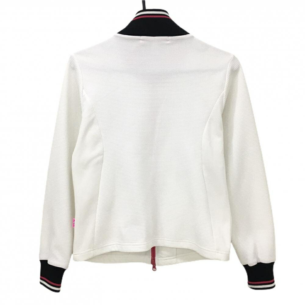 【美品】ビバハート ジャケットブルゾン 白×黒 凸凹生地 胸元ロゴ レディース 40(M) ゴルフウェア VIVA HEART
