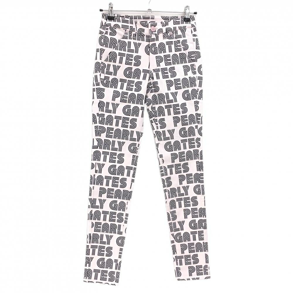 【新品】パーリーゲイツ パンツ ピンク×黒 ロゴ総柄 ストレッチ レディース 00(XS) ゴルフウェア PEARL..