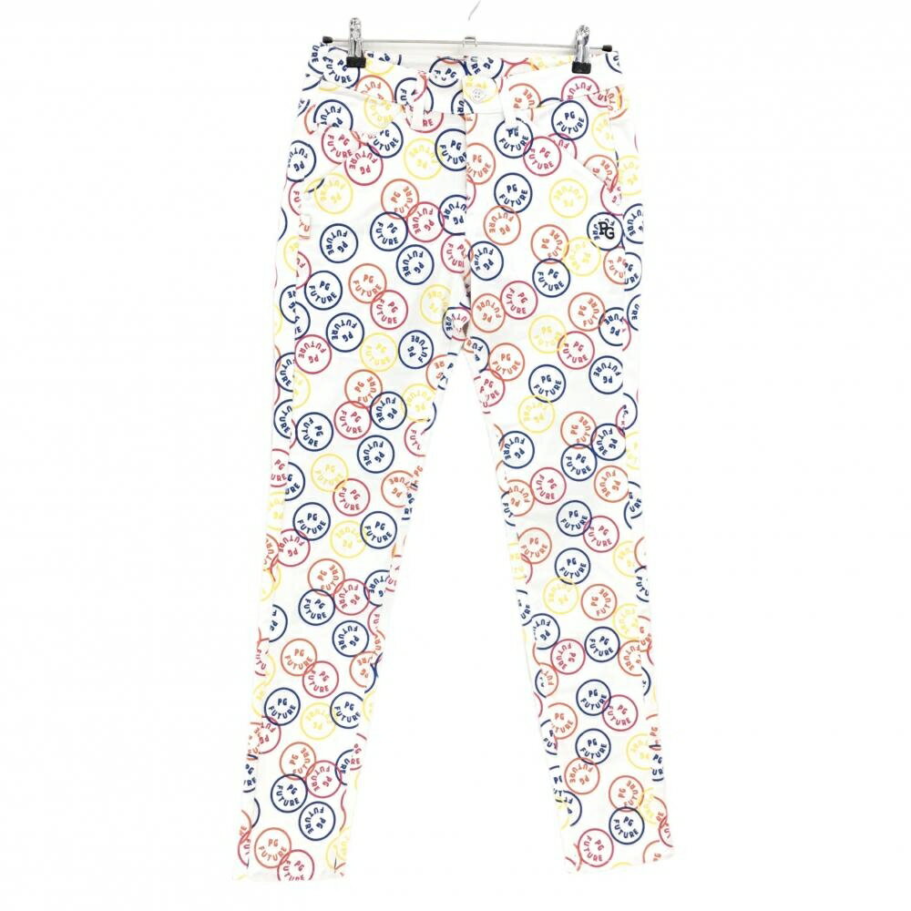 【新品】パーリーゲイツ パンツ 白×マルチカラー PG FUTURE ニコちゃん スマイル ストレッチ レディー..