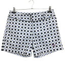【超美品】プーマ ショートパンツ ライトグレー×ネイビー ドット ストレッチ ロゴ刺しゅう レディース O ゴルフウェア PUMA