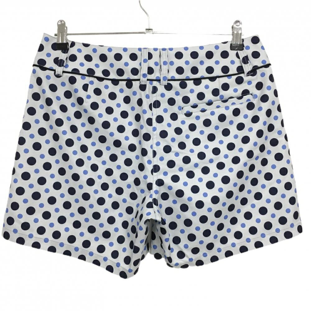 【超美品】プーマ ショートパンツ ライトグレー×ネイビー ドット ストレッチ ロゴ刺しゅう レディース O ゴルフウェア PUMA
