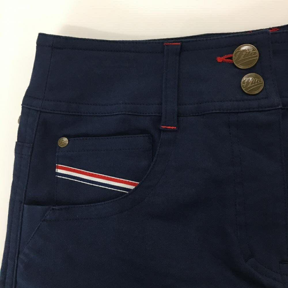 【超美品】フィラゴルフ スカート ネイビー ポケットトリコロールライン レディース S ゴルフウェア FILA GOLF
