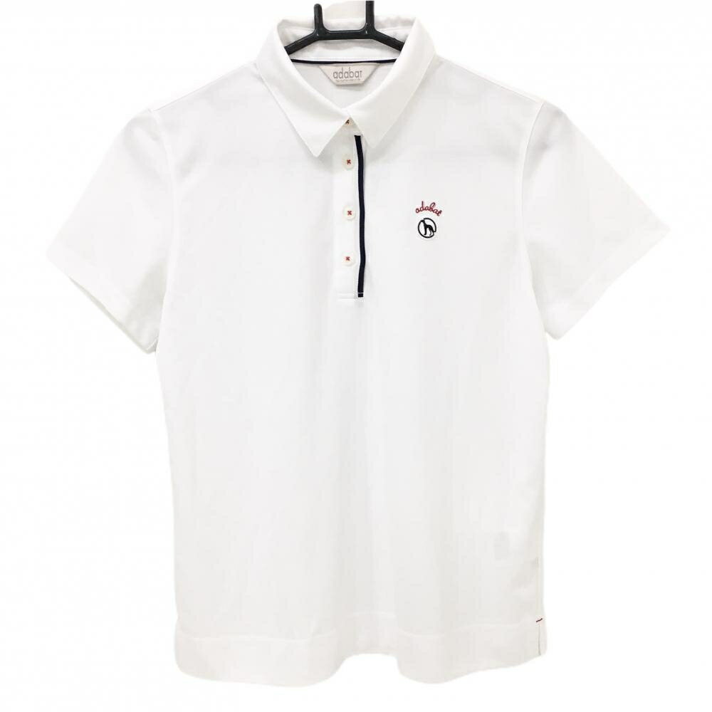 Adabat - アダバット 半袖ポロシャツ 白×ネイビー シリコンロゴ レディース 38(M) ゴルフウェア adabat
