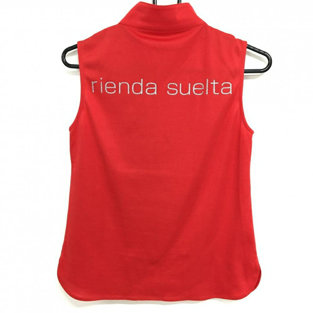 【超美品】リエンダスエルタ ノースリーブハイネックシャツ レッド ハーフジップ レディース M ゴルフウェア rienda suelta