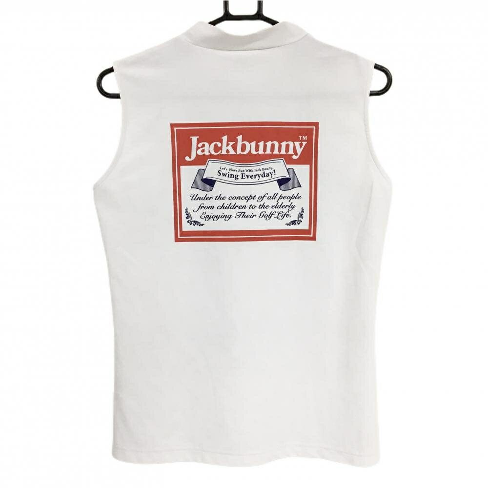 【超美品】ジャックバニー ノースリーブハイネックシャツ 白×レッド レディース 2(L) ゴルフウェア 2025年モデル Jack Bunny 2