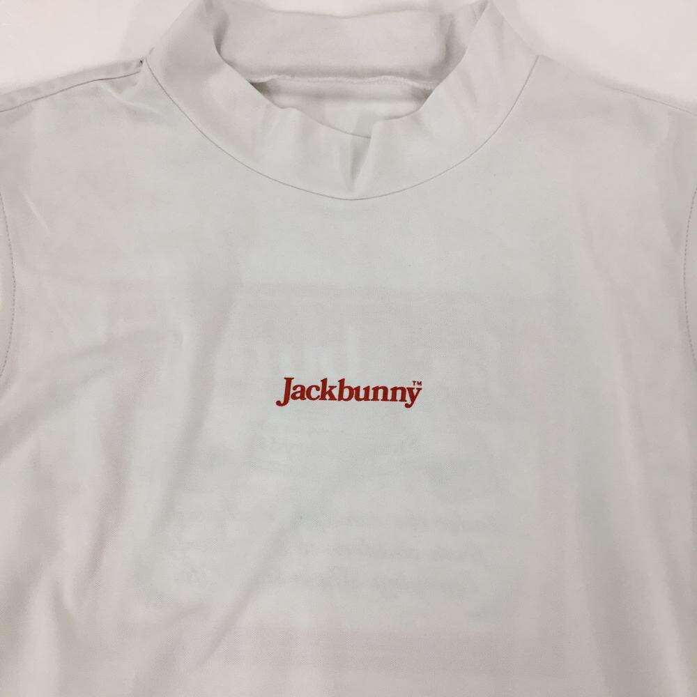 【超美品】ジャックバニー ノースリーブハイネックシャツ 白×レッド レディース 2(L) ゴルフウェア 2025年モデル Jack Bunny 3