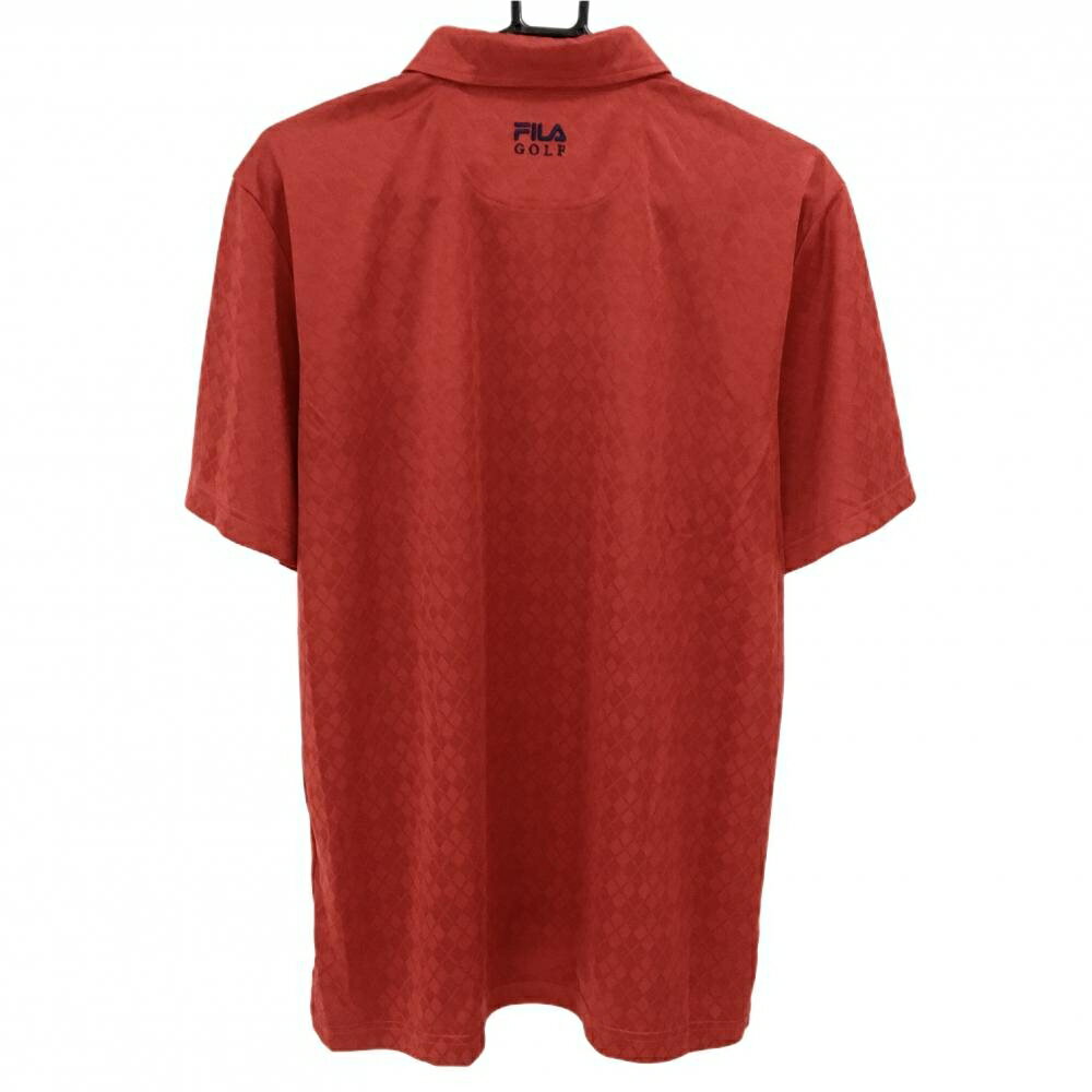 【新品】フィラ 半袖ポロシャツ レッド アーガイル地模様 ボタンダウン 吸汗速乾 メンズ LL ゴルフウェア FILA GOLF