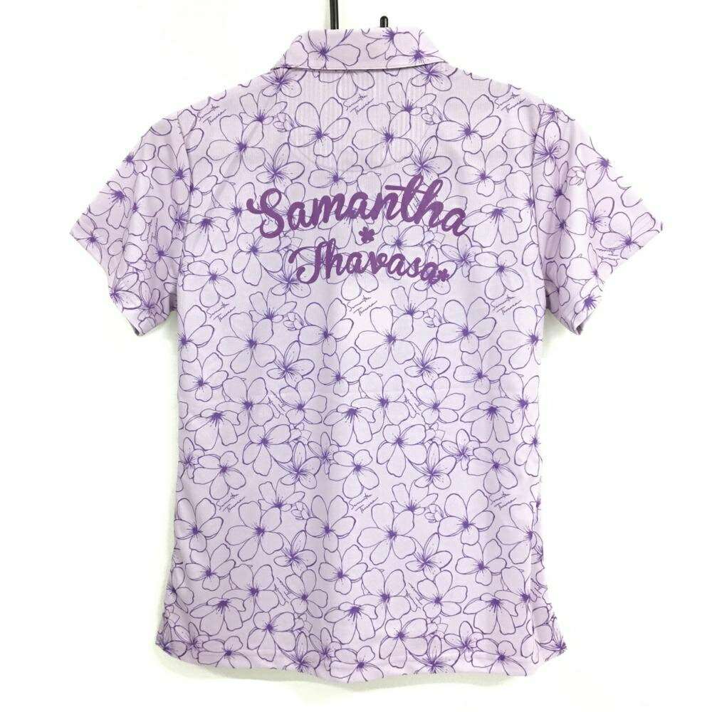 【新品】サマンサタバサNo7 半袖ポロシャツ パープル 花柄 レディース 38(M) ゴルフウェア Samantha Thavasa