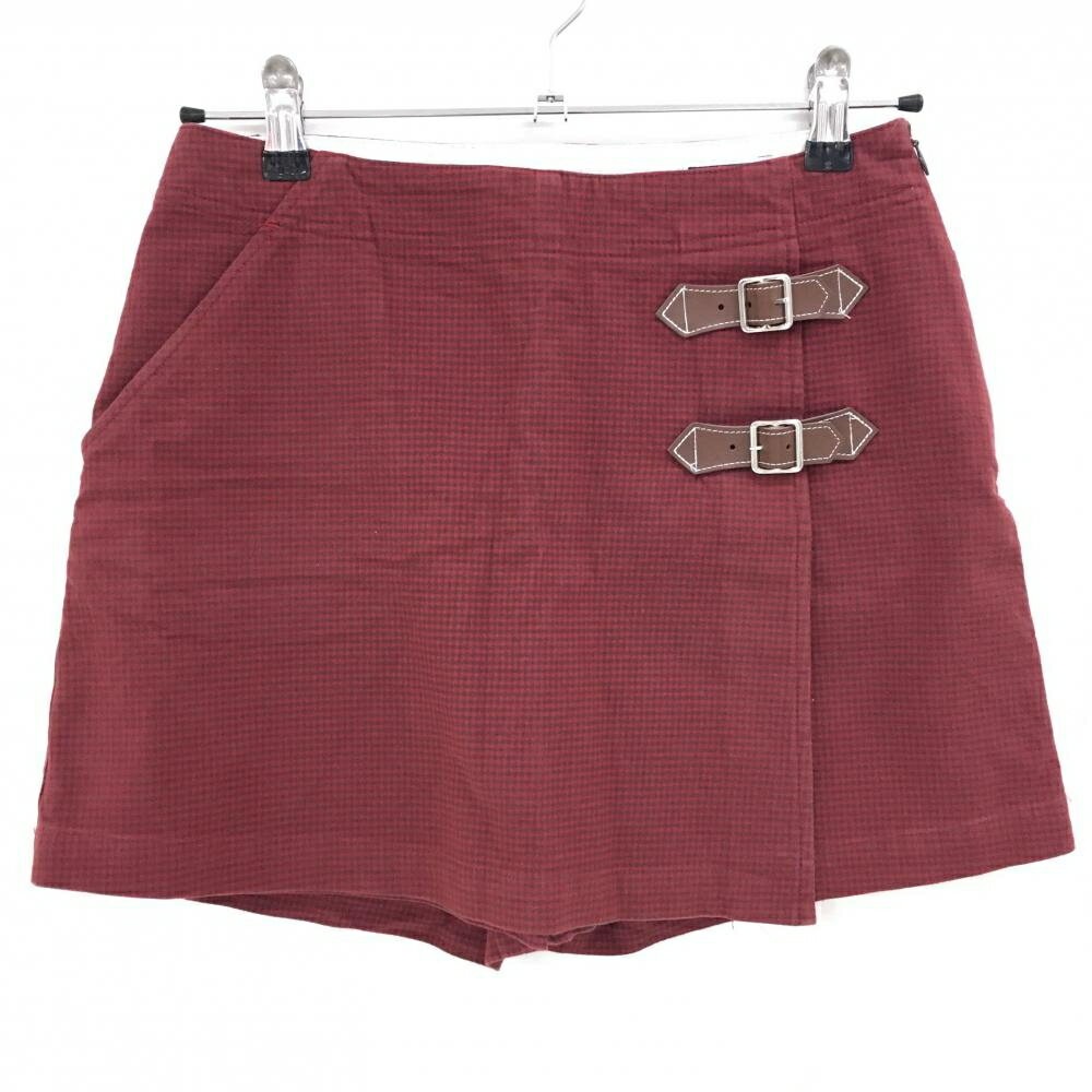ゾーイ キュロットスカート レッド×ブラウン系 チェック フロントベルト レディース 38(M) ゴルフウェ..