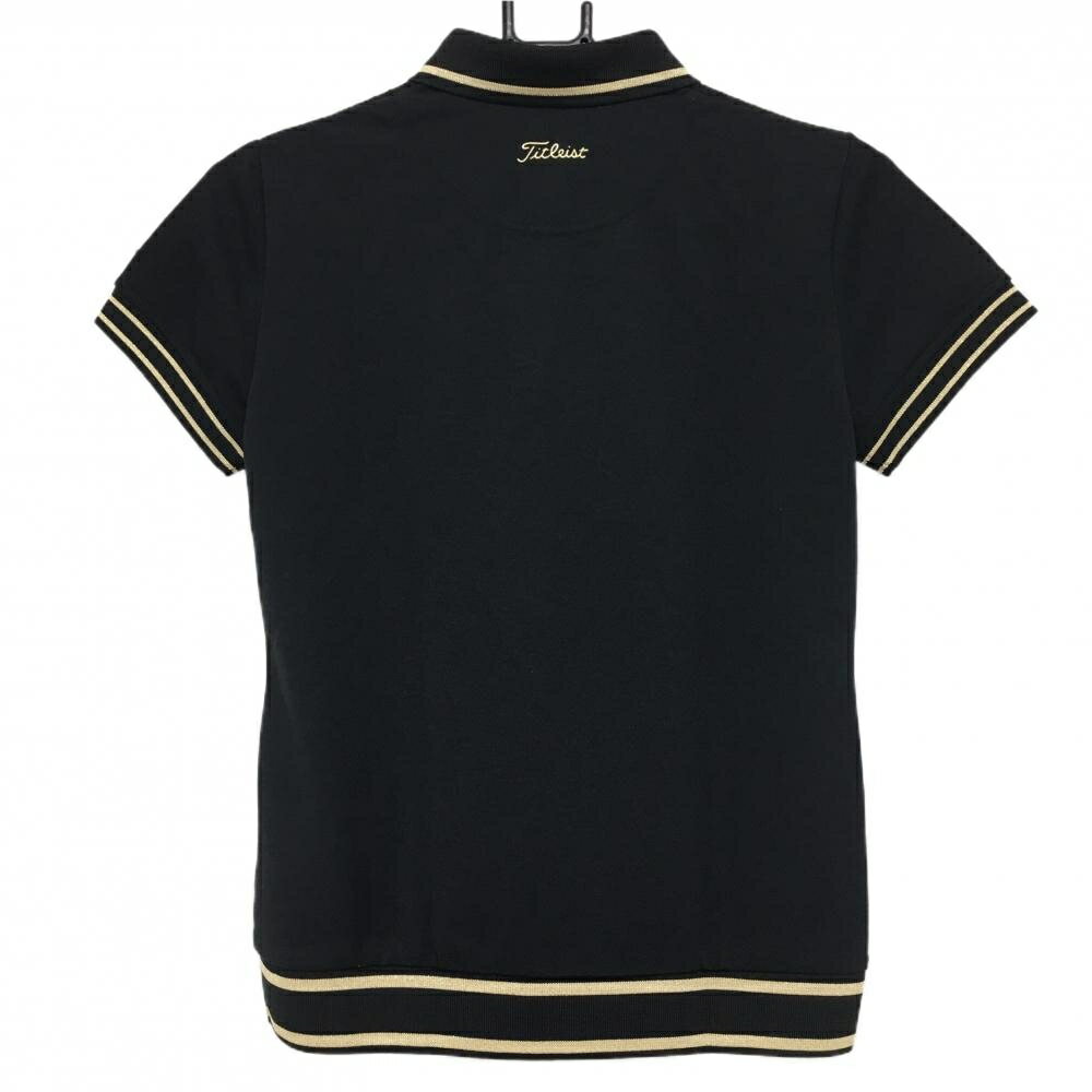 【超美品】タイトリスト 半袖ポロシャツ 黒×ゴールド リブライン レディース M ゴルフウェア TITLEIST